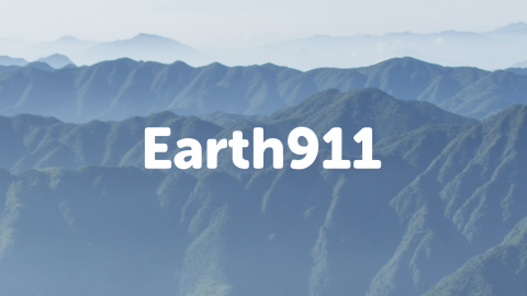Earth 911 with blue and green mountains as background